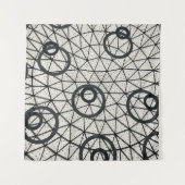 Abstrakte Kreise in Schwarz und Weiß Wandteppich (Vorderseite (Horizontal))