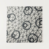 Abstrakte Kreise in Schwarz und Weiß Wandteppich (Vorderseite)