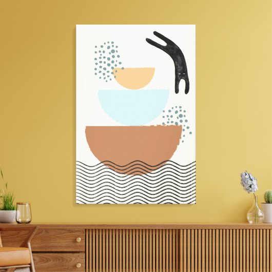 Abstrakte Kreise Katze 1 Canvas Print Leinwanddruck (Insitu (Wohnzimmer))