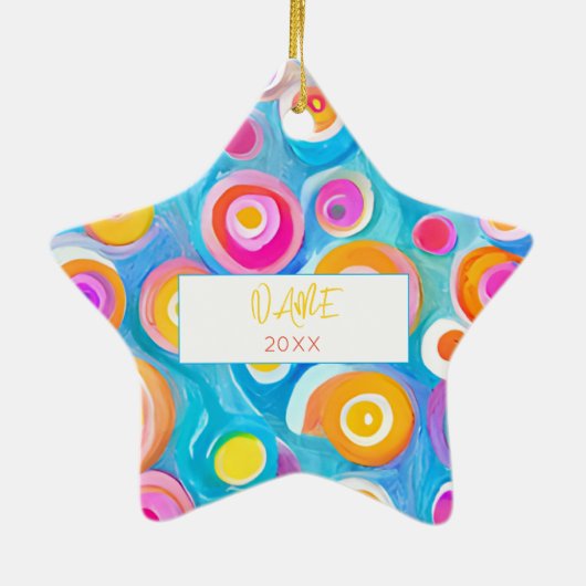 Abstrakte Kreise Kunst Moderne Farben Keramik Ornament (Hinten)