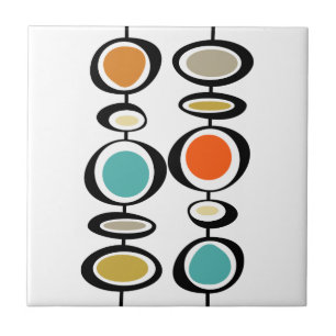 Abstrakte Kreise Mid Century Modern Bunt Retro Fliese