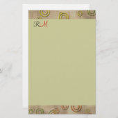 Abstrakte Kreise Mit Monogramm Stationärminze Grün Briefpapier (Vorne/Hinten)