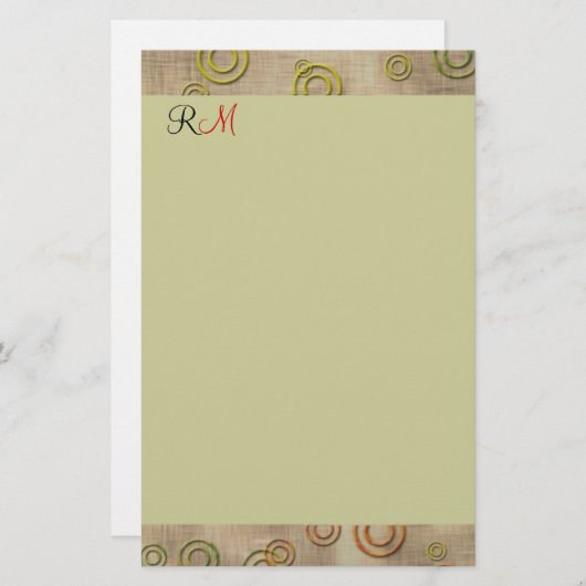 Abstrakte Kreise Mit Monogramm Stationärminze Grün Briefpapier (Vorne/Hinten)