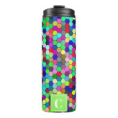 Abstrakte Kreise Monogram Thermal Tumbler Thermosbecher (Vorderseite)