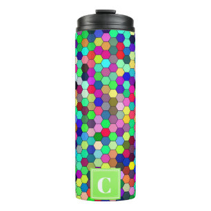 Abstrakte Kreise Monogram Thermal Tumbler Thermosbecher