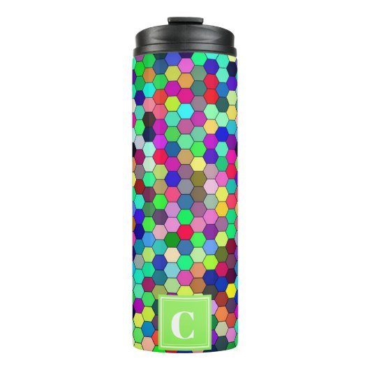 Abstrakte Kreise Monogram Thermal Tumbler Thermosbecher (Vorderseite)