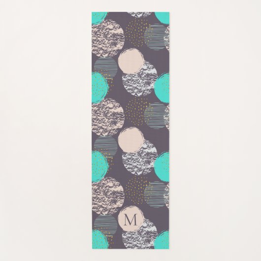 Abstrakte Kreise Muster für Yogmatte in Monogramm Yogamatte (Vorderseite)
