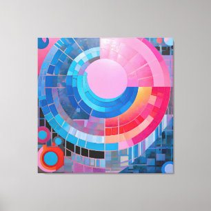 Abstrakte Kreise & Ovale in weichen Blues und Pink Leinwanddruck