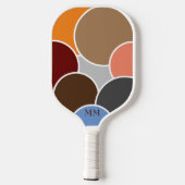 Abstrakte Kreise Retrofarben mit Initialen Pickleball Schläger (Rückseite)