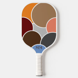 Abstrakte Kreise Retrofarben mit Initialen Pickleball Schläger