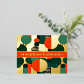 Abstrakte Kreise Rot und Grün Folie Einladungspostkarte (Stehend vorne)