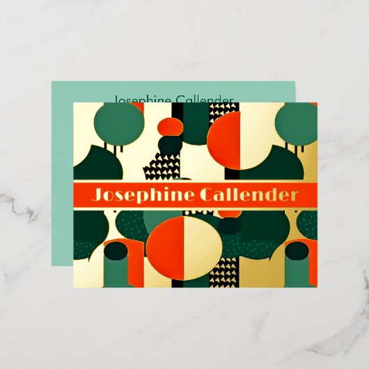 Abstrakte Kreise Rot und Grün Folie Einladungspostkarte (Vorderseite/Rückseite)