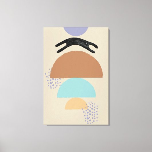 Abstrakte Kreise schwarze Katze 1 Canvas Print Leinwanddruck (Vorderseite)