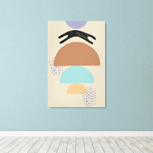 Abstrakte Kreise schwarze Katze 1 Canvas Print Leinwanddruck (Insitu (Holzboden))