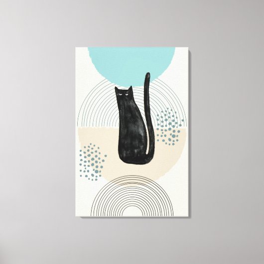 Abstrakte Kreise schwarze Katze 4 Canvas Print Leinwanddruck (Vorderseite)