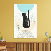 Abstrakte Kreise schwarze Katze 4 Canvas Print Leinwanddruck (Insitu (Wohnzimmer))