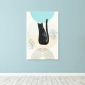 Abstrakte Kreise schwarze Katze 4 Canvas Print Leinwanddruck (Insitu (Holzboden))