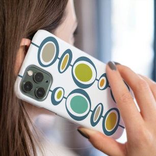 Abstrakte Kreise Türkis Orange Mitte des Jahrhunde iPhone 16 Hülle