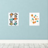 Abstrakte Kreise Türkis Orange Mitte Jahrhundert Bilderwand Sets (Holzboden)