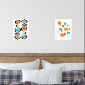 Abstrakte Kreise Türkis Orange Mitte Jahrhundert Bilderwand Sets (Schlafzimmer)