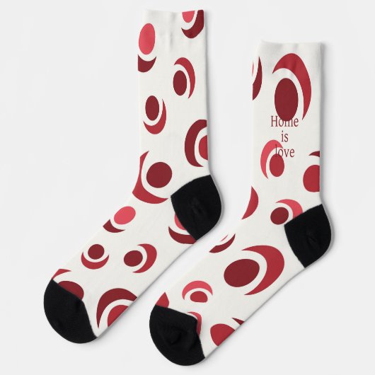 Abstrakte Kreise und Halbmonde in Rot Socken (Linkes Detail)