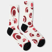 Abstrakte Kreise und Halbmonde in Rot Socken (Rechts)