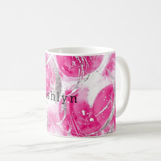 Abstrakte Kreisel in rosa Silberglanz Kaffeetasse (VorderseiteRechts)