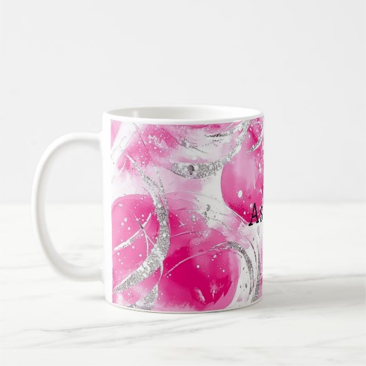Abstrakte Kreisel in rosa Silberglanz Kaffeetasse (Links)