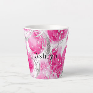 Abstrakte Kreisel in rosa Silberglanz Milchtasse