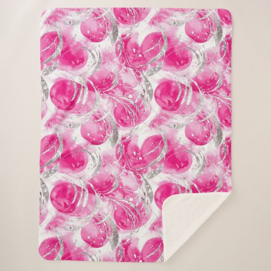 Abstrakte Kreisel in rosa Silberglanz Sherpadecke (Vorderseite)