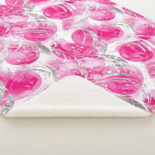 Abstrakte Kreisel in rosa Silberglanz Sherpadecke (3/4)