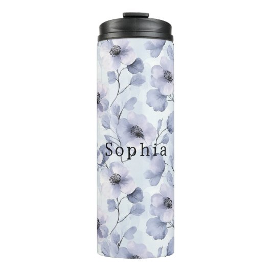 Abstrakte Kreisel in rosa Silberglanz Thermosbecher (Vorderseite)