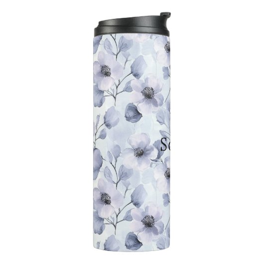 Abstrakte Kreisel in rosa Silberglanz Thermosbecher (Nach links gedreht)