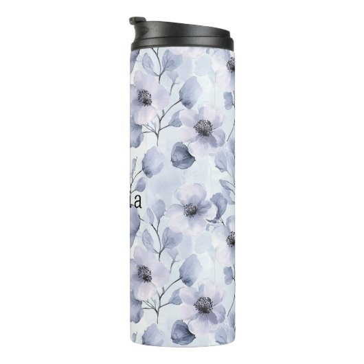 Abstrakte Kreisel in rosa Silberglanz Thermosbecher (Nach rechts gedreht)