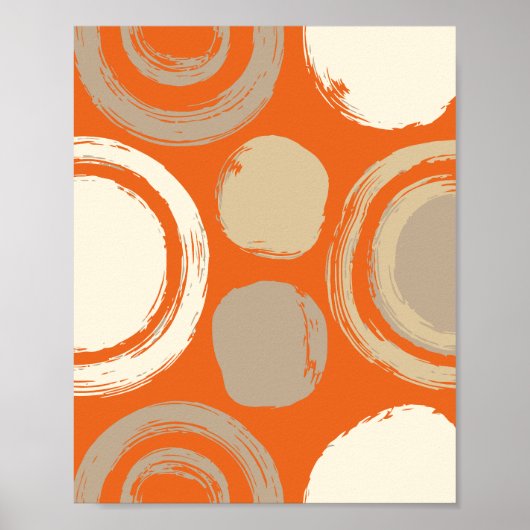 Abstrakte kreisförmige Muster auf orangem Hintergr Poster (Vorne)