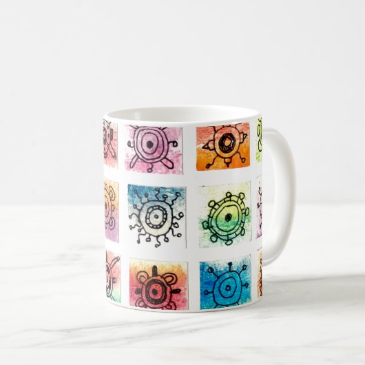 Abstrakte Kreismuster-Designs Illustration Kaffeetasse (VorderseiteRechts)