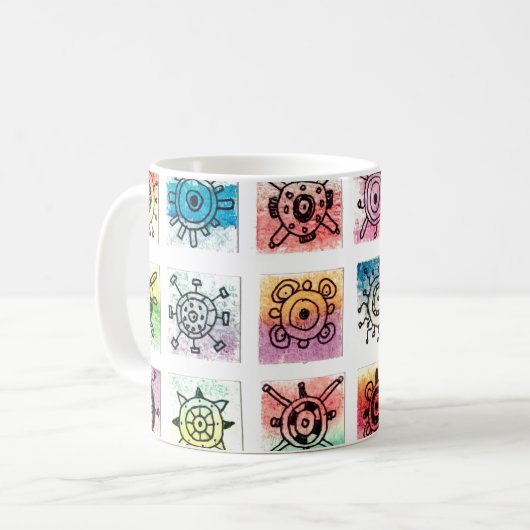 Abstrakte Kreismuster-Designs Illustration Kaffeetasse (Vorderseite Links)