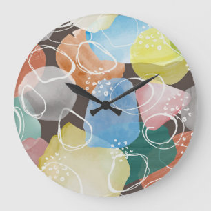 Abstrakte Kritzeleien: Aquarell-Minimalistische Ku Große Wanduhr