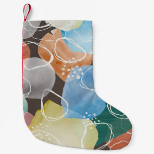 Abstrakte Kritzeleien: Aquarell-Minimalistische Ku Kleiner Weihnachtsstrumpf