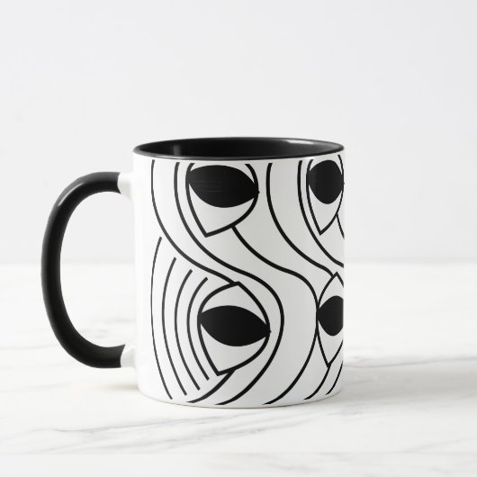 Abstrakte Krümmung Schwarz/Weiß Tasse (Links)