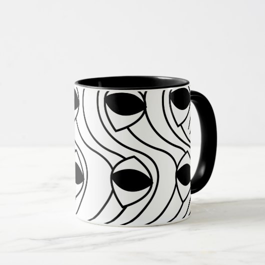 Abstrakte Krümmung Schwarz/Weiß Tasse (VorderseiteRechts)