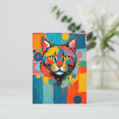 Abstrakte kubanische Cat Art Postkarte (Stehend Vorderseite)