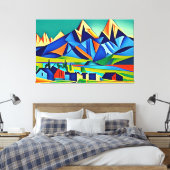 Abstrakte kubistische Berge Canvas drucken Leinwanddruck (Insitu (Schlafzimmer))
