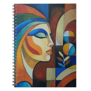 Abstrakte kubistische Frauenkunst Spiralblock Notizblock