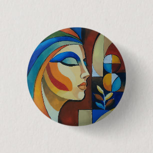 Abstrakte kubistische Frauenmalerei Runde Taster Button