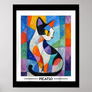 Abstrakte kubistische Katzenkunst Design -- Fette Poster
