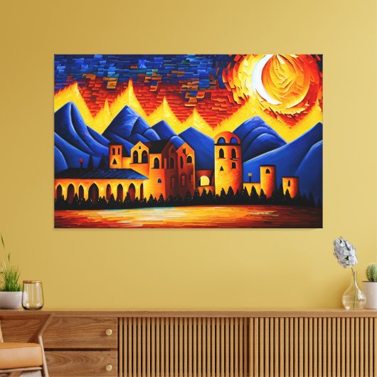 Abstrakte kubistische Wüste Canvas Print Leinwanddruck (Insitu (Wohnzimmer))