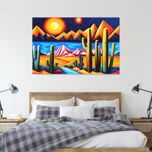 Abstrakte kubistische Wüste Canvas Print Leinwanddruck (Insitu (Schlafzimmer))