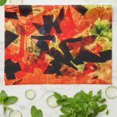 Abstrakte Küchentücher, orangefarbenes Handtuch (Gefaltet)