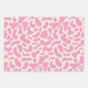 Abstrakte Kuh-Druckmuster in Hot Pink Geschenkpapier Set